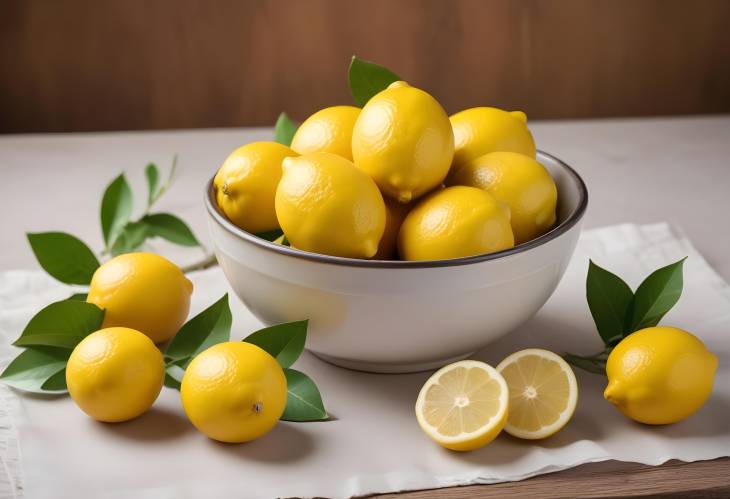 . Bright Fresh Lemons in a Bowl Perfect for Cooking, Garnishing, and Fresh Drinks