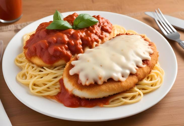  chicken parmesan, breaded chicken, marinara sauce, melted cheese, classic, crispy, Italian dish, co