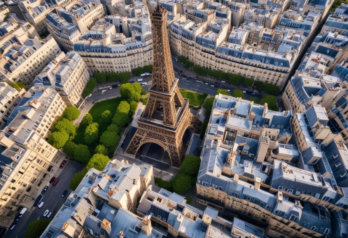  Eiffel Tower Above Historic Paris Rooftops Iconic Landmark and Aerial Cityscape, Paris France