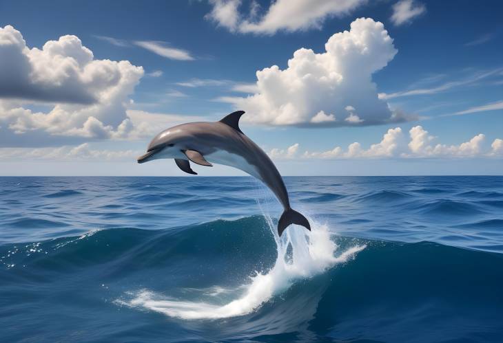  Majestic Dolphin Jumping Over Deep Ocean Stunning Seascape with Clouds