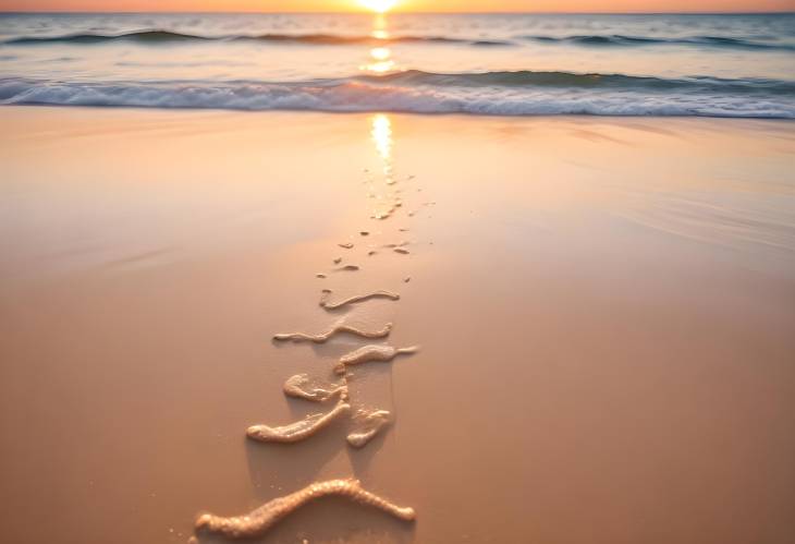 . Tropical Beach Sunset with Sparkling Ocean and Sand