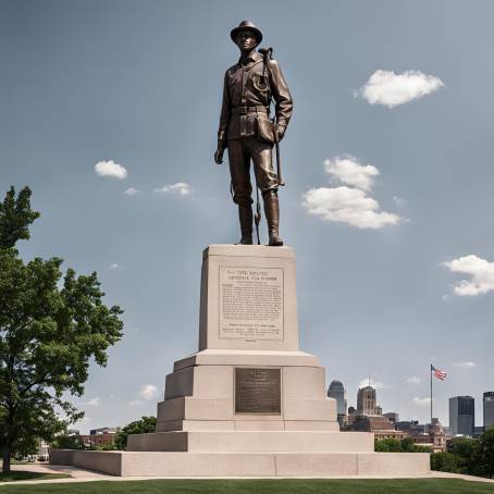 1910 Scout Statue Overlooking Downtown Kansas City