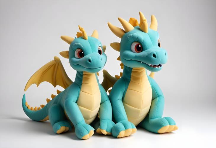 2024 Dragon Plush Toy Isolated on White Background for Clear Design