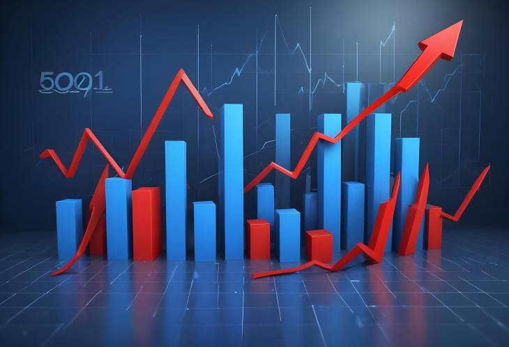 3D Financial Growth Chart with Red Arrow and Economic Boost