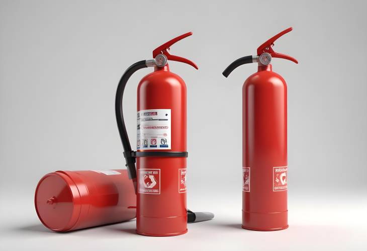 3D Fire Extinguisher Key Safety Equipment Isolated for Fire Prevention