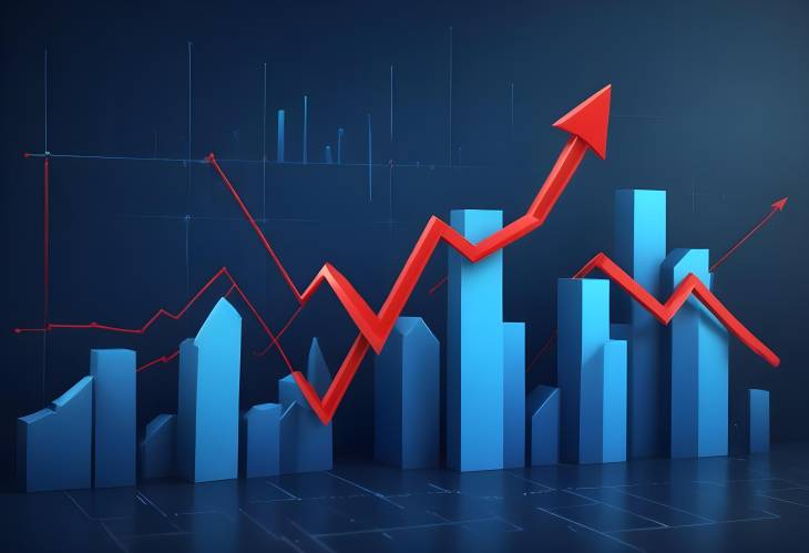 3D Growth Chart with Red Arrow and Financial Success Background