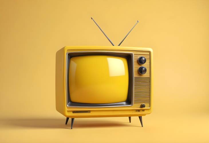 3D Vintage Yellow Television A Nostalgic Home Decor Piece