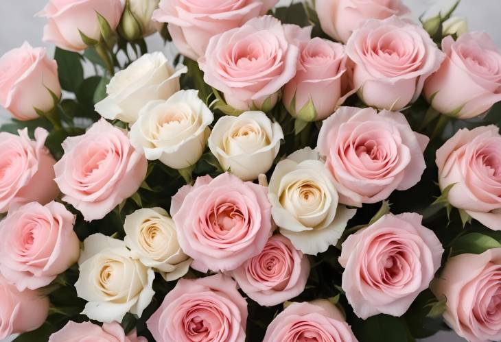 A Captivating Array of Pink Roses and Eustoma Against a Floral Backdrop