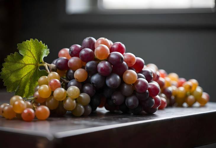 A Colorful Bunch of Grapes on the Table