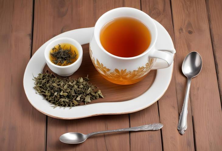 A Cup of Herbal Tea Simple Pleasures on a Wooden Background