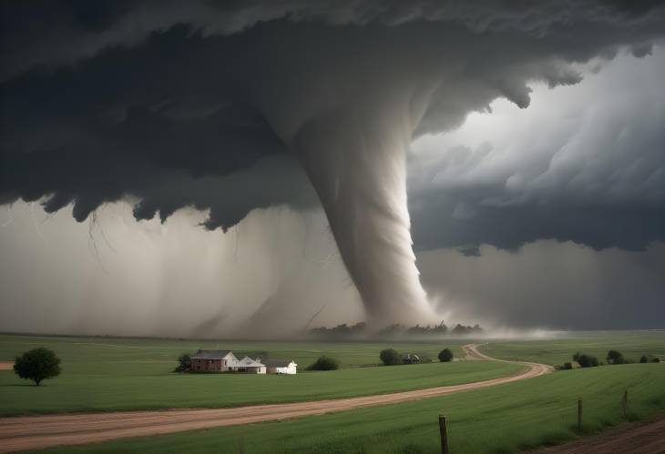 A Massive Tornado Twisting Through a Rural Landscape