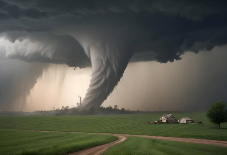 A Powerful Tornado Twisting Through Rural Countryside, Massive Storm and Weather Effects