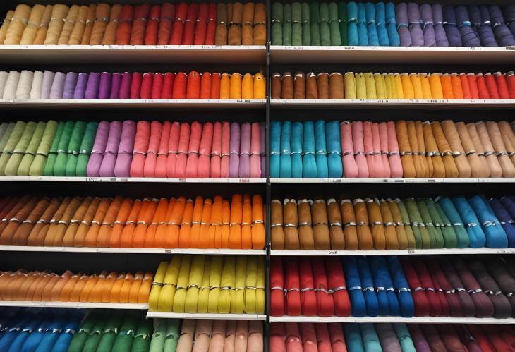 A Rainbow of Threads Organized Rows in the Craft Store