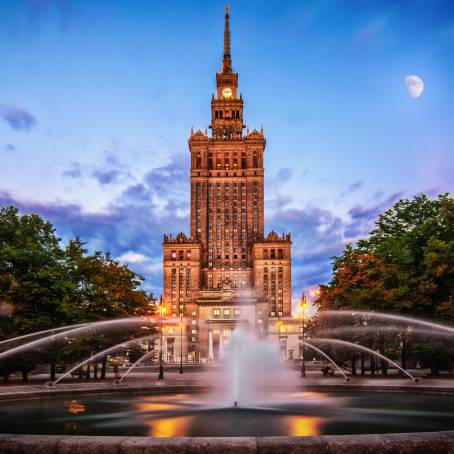 A Sunny Day at Warsaw Cultural Landmark