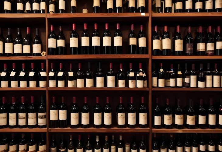 A Well Stocked Wine Cabinet Red and White Wine Bottles in a Liquor Store