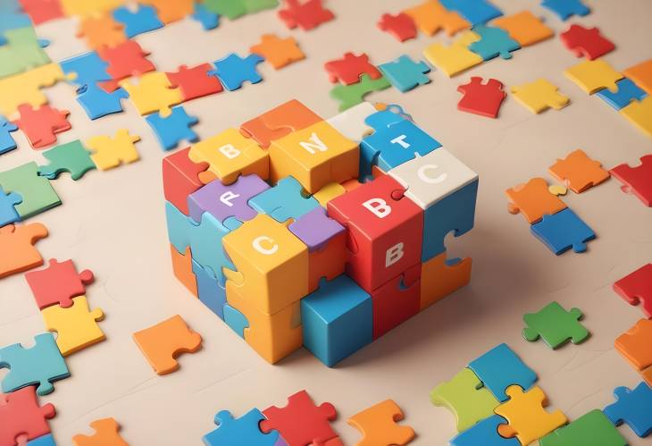 ABC Blocks and Jigsaw Puzzle Symbolizing Teamwork and Intelligence for Game Design