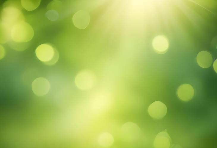 Abstract Green Nature with Sunny Bokeh and Blur Background