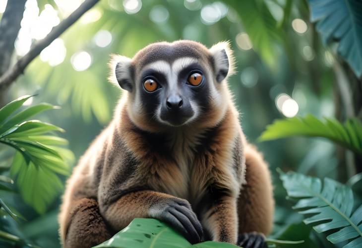 Adorable Lemur Perched on a Tree Branch, Captured in Its Natural Habitat