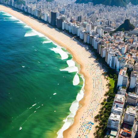 Aerial Beauty Copacabana and Ipanema Beaches, Rio