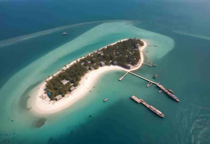 Aerial Glimpse of Zanzibars Prison Island Beaches, Boats, and Coastal Splendor