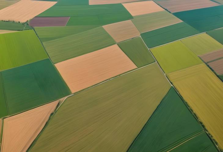 Aerial Overview of Agricultural Fields in Rural Countryside