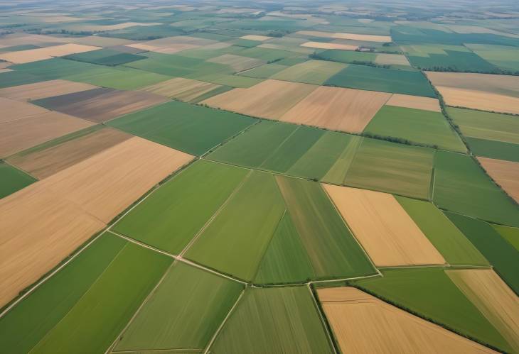 Aerial Perspective of Countryside Farm Fields