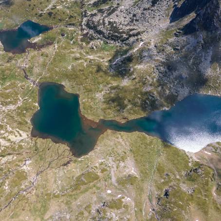 Aerial Sunrise of Bulgaria Seven Rila Lakes Majestic View