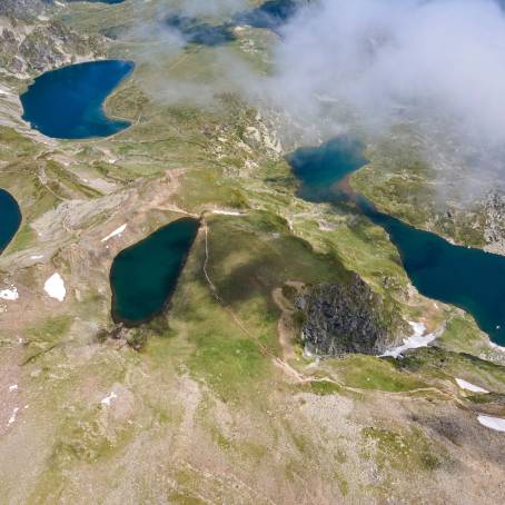 Aerial Sunrise of Seven Rila Lakes, Bulgaria Natural Wonders