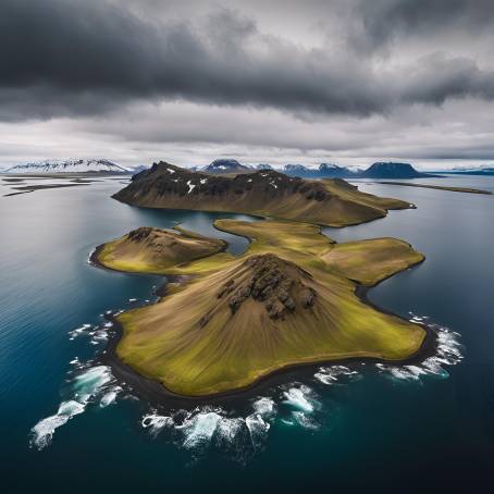 Aerial View of an Untouched Icelandic Island with Spectacular Ocean Views