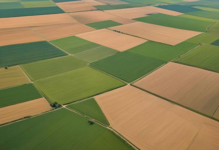 Aerial View of Green Agricultural Fields and Rural Landscape