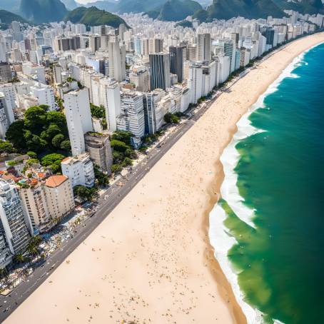 Aerial View of Iconic Copacabana and Ipanema Beaches with Rios Urban Landscape