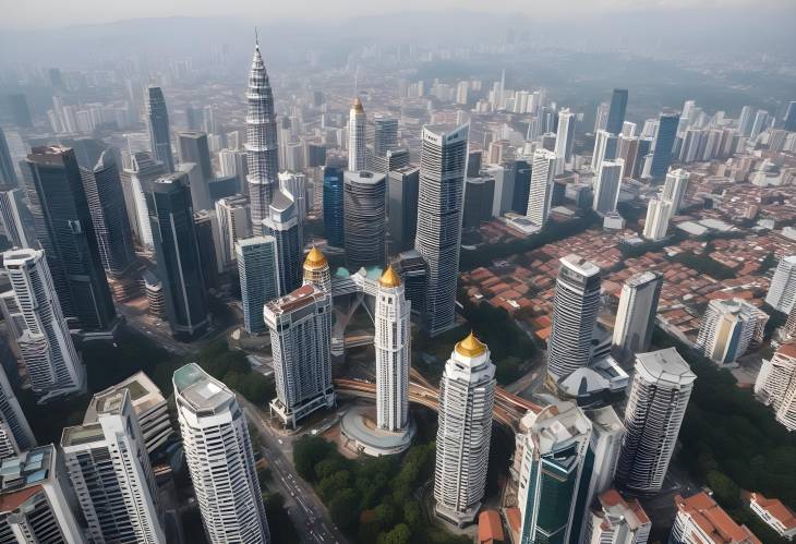 Aerial View of Kuala Lumpur City Center, Malaysia, Urban Landscape, Modern Buildings