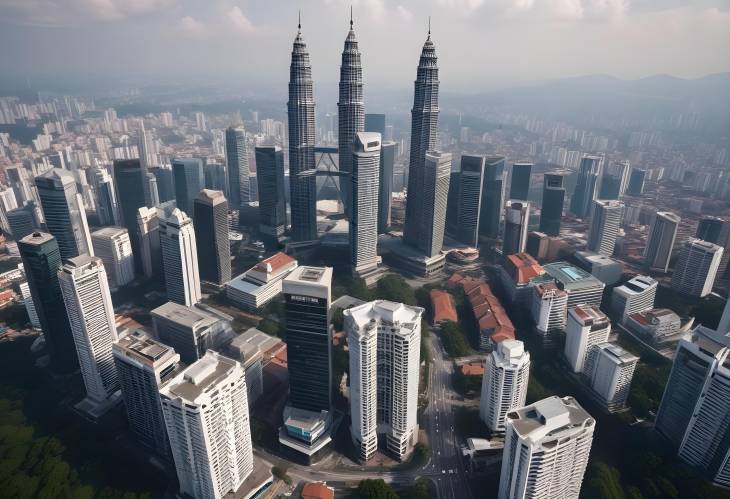 Aerial View of Kuala Lumpur City Center, Modern Skyscrapers, Urban Architecture, Malaysia Downtown