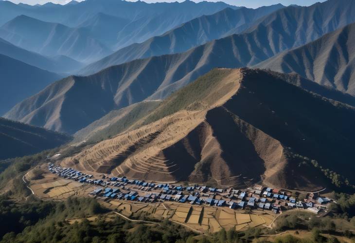 Aerial View of Phidim Hill Station, Panchthar, Nepal