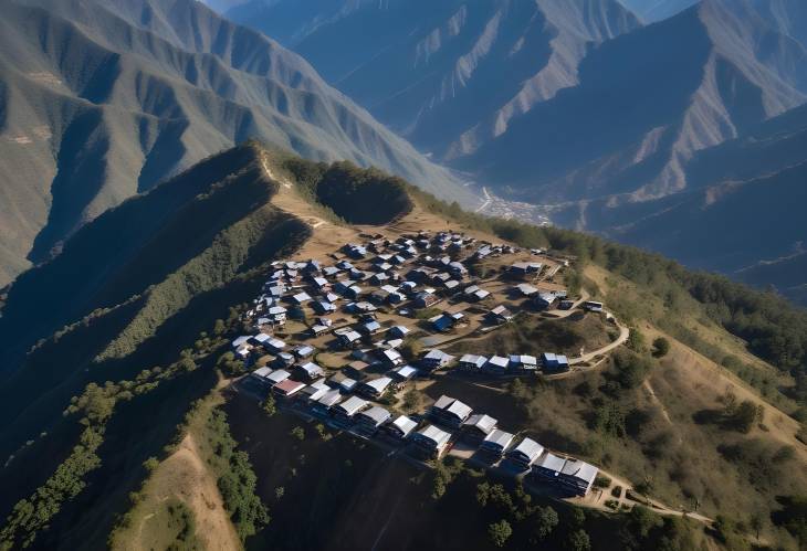 Aerial View of Phidim Hill Station Scenic Landscape in Panchthar, Nepal