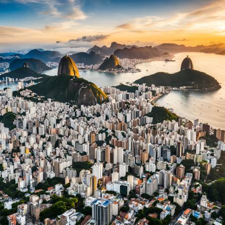 Aerial View of Rio de Janeiro Skyline Beauty