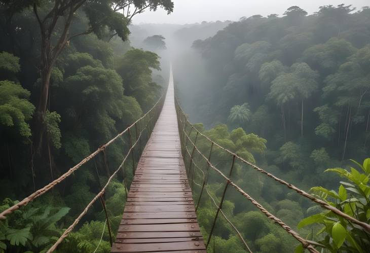 Aerial Walkway in Ghanas Rainforest Drone View of Path Disappearing into the Distance