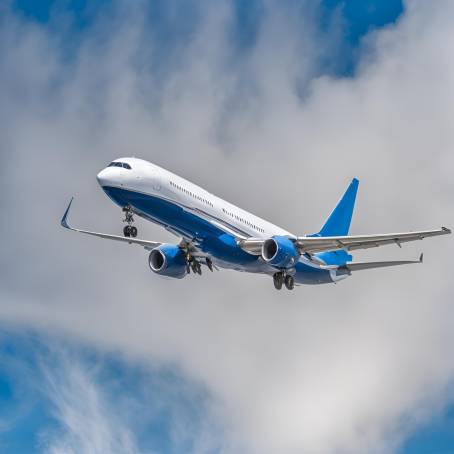 Airplane Leaving Ice Crystal Contrail in Blue Sky Artificial Cloud from Jet Exhaust