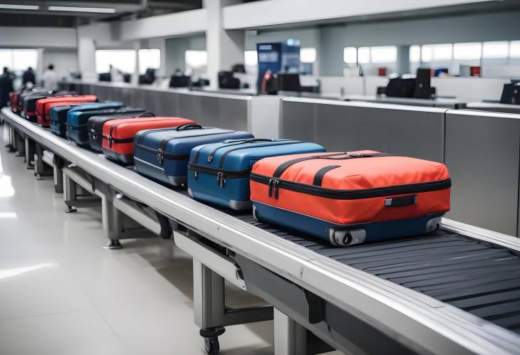 Airport Baggage Conveyor Belt with Luggage, Handling and Travel Necessities