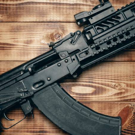 AKM Assault Rifle Classic Kalashnikov Isolated on White