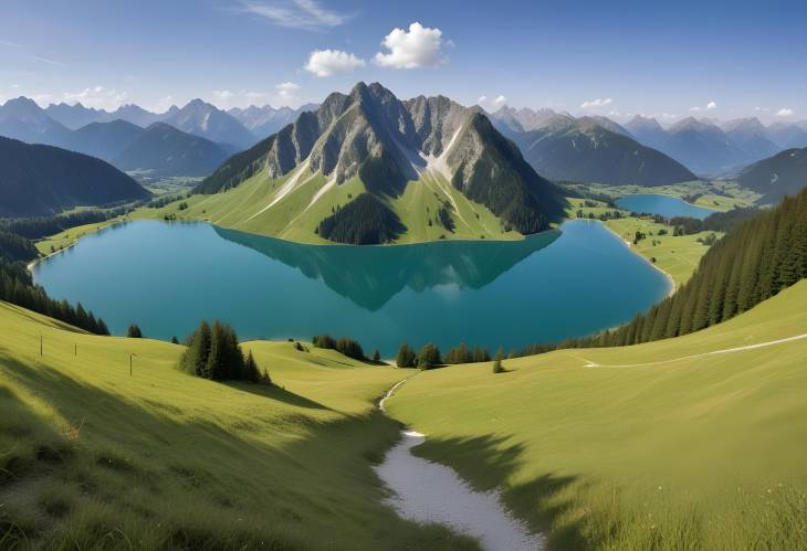 Allgu Alps Schrecksee Mountain Lake with Panoramic Views and Scenic Landscape