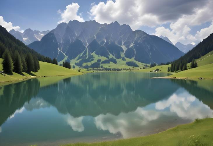 Allgu Alps Schrecksee Scenic Mountain Lake with Panoramic Landscape Views