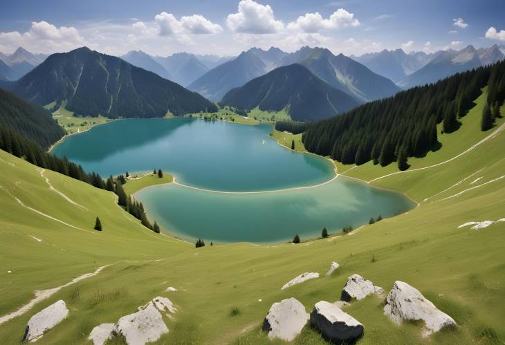 Allgu and Schrecksee Panoramic Views of a Picturesque Mountain Lake