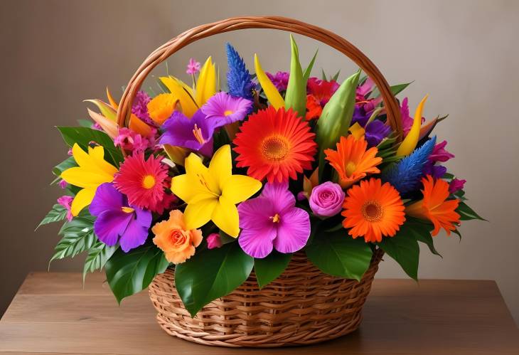 Alluring Basket of Exotic Flowers A Bloom of Natures Richness