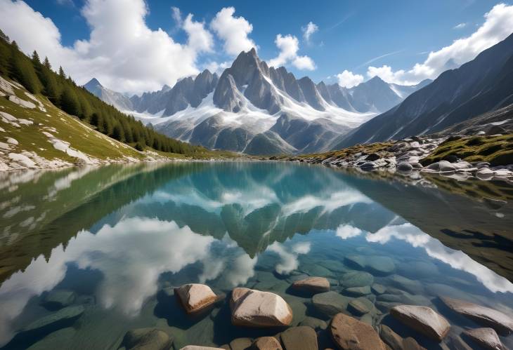 Amazing Sky and Monte Bianco Reflection in Chesery Lake