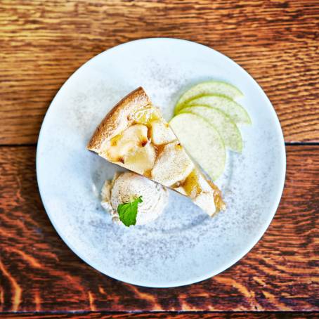 Apple Pie Slice and Vanilla Ice Cream Scoop Isolated