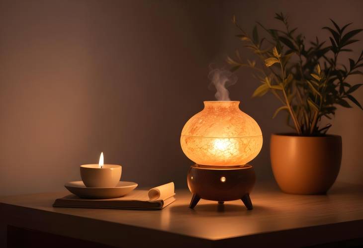 Aroma Lamp on Table Ideal for Creating a Calming Atmosphere