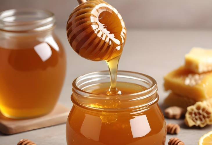 Aromatic Honey Being Poured into a Jar Close Up Magic