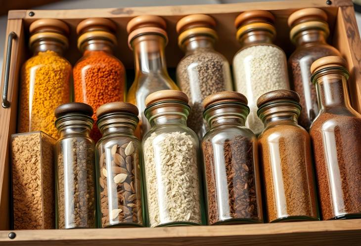 Aromatic Spice Collection in Vintage Glass Bottles