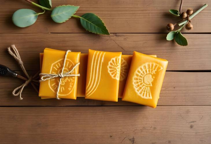 Artisan Beeswax Wraps on Natural Wood Eco Friendly Food Storage